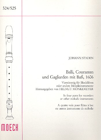 Balli, Couranten und Gagliarden mit Bass (1606)  für 4 Blockflöten (SATB)  