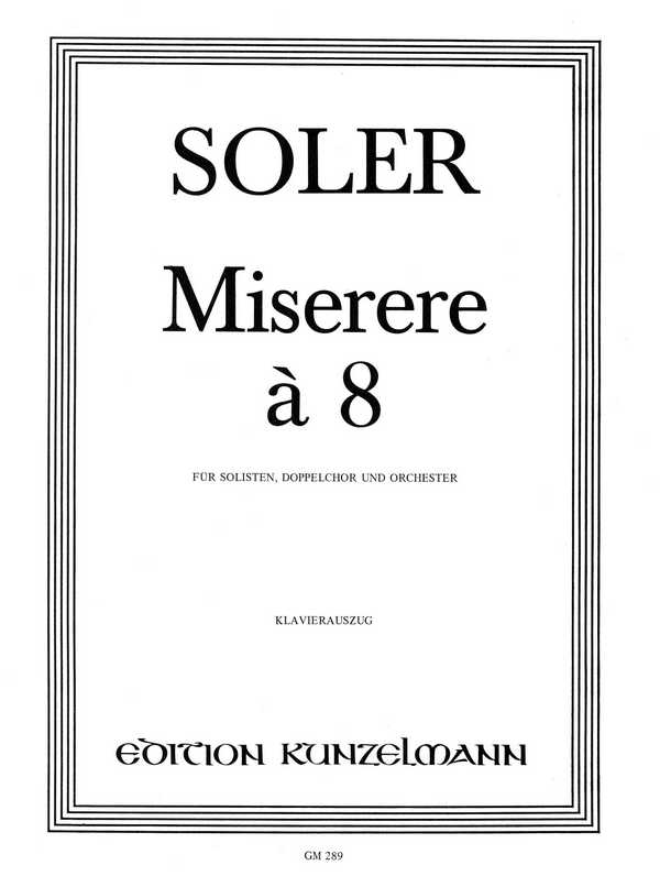 Miserere a 8  für Solisten, Doppelchor und Orchester  Klavierauszug