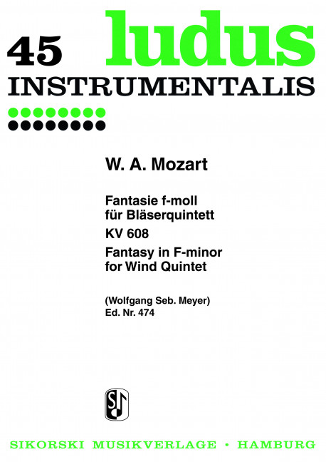 Fantasie f-Moll KV608&nbsp;&nbsp;für Flöte, Oboe, Klarinette,&nbsp;&nbsp;Horn und Fgott,  Stimmen