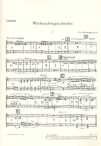 Weihnachtsgeschichte op. 54&nbsp;&nbsp;für gemischten Chor (SATB) mit Soli (STB) und Streichorchester, Flöte &nbsp;&nbsp;Einzelstimme - Cembalo