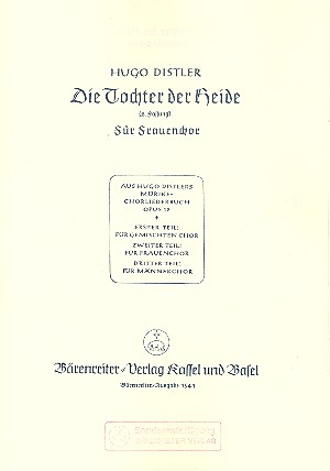 Die Tochter der Heide  für Frauenchor  Partitur (dt)
