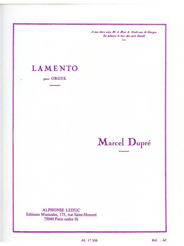 Lamento  pour orgue  