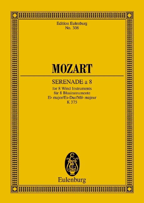 Serenade no. 11 e flat KV375&nbsp;&nbsp;for 2 oboes, 2 clarinets, 2 horns and 2 bassons&nbsp;&nbsp;Miniature score