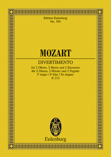 Divertimento F-Dur Nr.8 KV213  für 2 Oboen, 2 Hörner und 2 Fagotte  Studienpartitur
