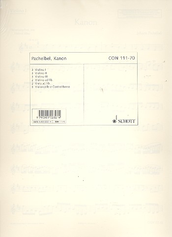 Kanon D-Dur&nbsp;&nbsp;für 3 Violinen und Basso continuo oder Streichorchester&nbsp;&nbsp;Stimmensatz - je 3 Violinen I-III, 3 Violinen ad lib., 2 Violen ad lib