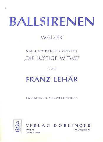Ballsirenen Walzer&nbsp;&nbsp;für Klavier&nbsp;&nbsp;