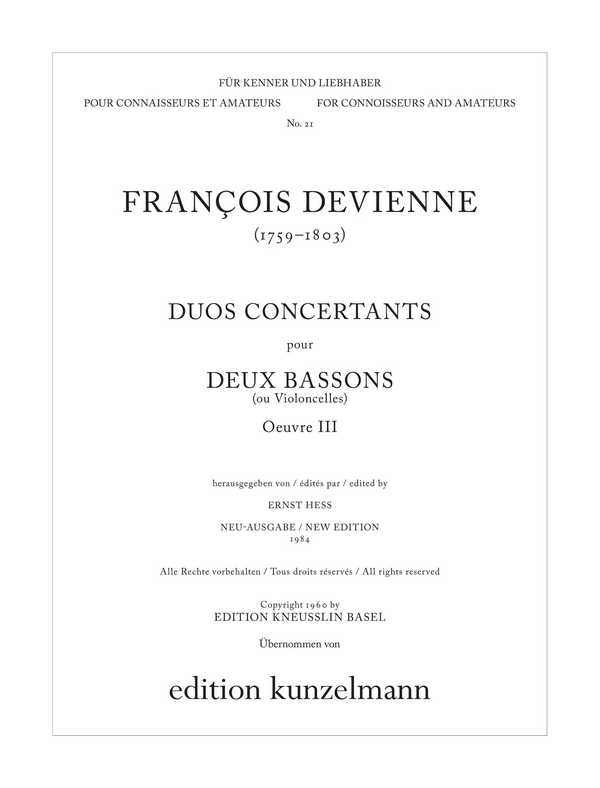 Duos concertants op.3  für 2 Fagotte (2 vc)  Stimmen