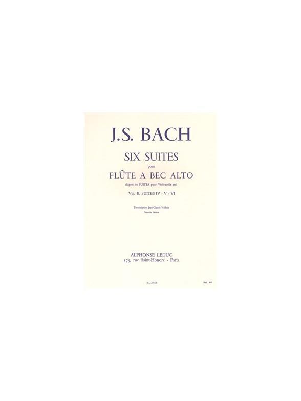 6 suites vol.2 (nos.4-6) pour flûte à&nbsp;&nbsp;bec alto d'après les suites pour violoncelle&nbsp;&nbsp;