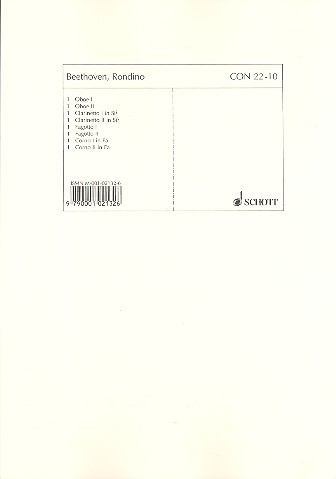Rondino Es-Dur op. posth.&nbsp;&nbsp;für 2 Oboen, 2 Klarinetten, 2 Fagotte und 2 Hörner&nbsp;&nbsp;Stimmensatz