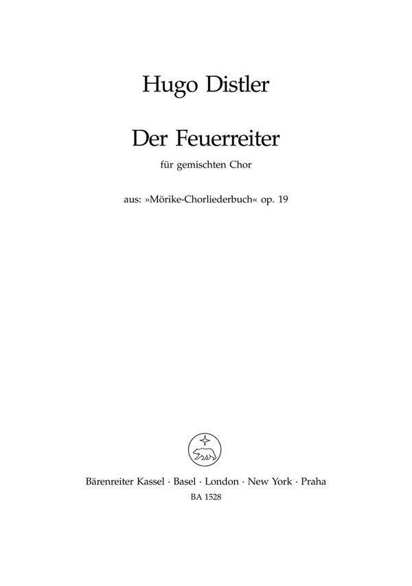 Der Feuerreiter aus op.19  für gem Chor a cappella  Partitur (dt)
