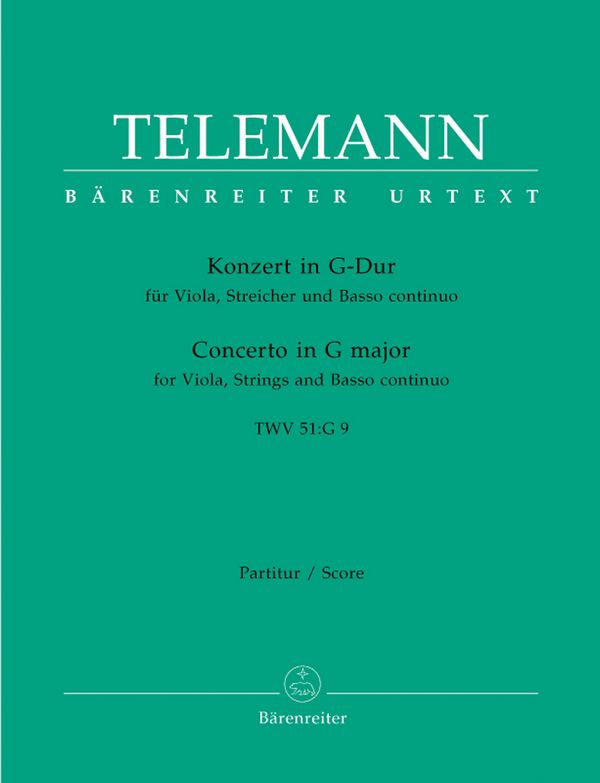 Konzert G-Dur TWV51:G9&nbsp;&nbsp;für Viola, Streicher und Bc&nbsp;&nbsp;Partitur