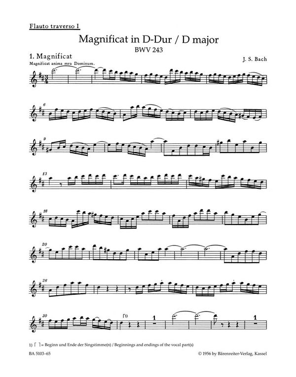 Magnificat D-Dur BWV243 für Soli (SSATB),&nbsp;&nbsp;Chor (SSATB) und Orchester&nbsp;&nbsp;Harmonie