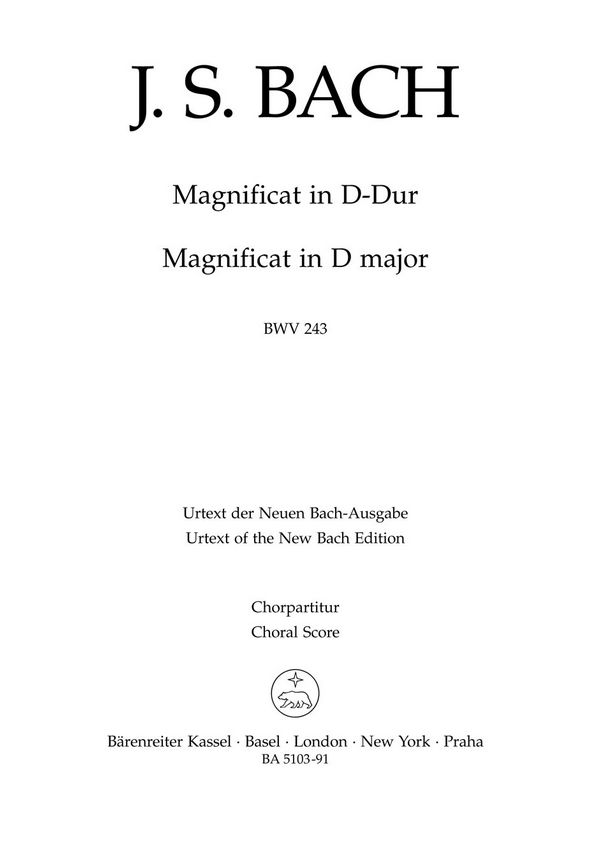 Magnificat D-Dur BWV243 für Soli (SSATB),&nbsp;&nbsp;Chor (SSATB) und Orchester&nbsp;&nbsp;Chorpartitur