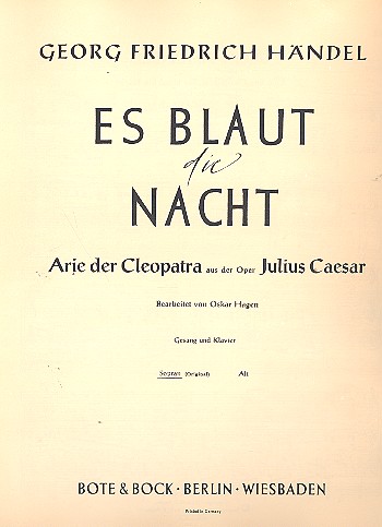 Es blaut die Nacht&nbsp;&nbsp;für Gesang (hoch) und Klavier&nbsp;&nbsp;