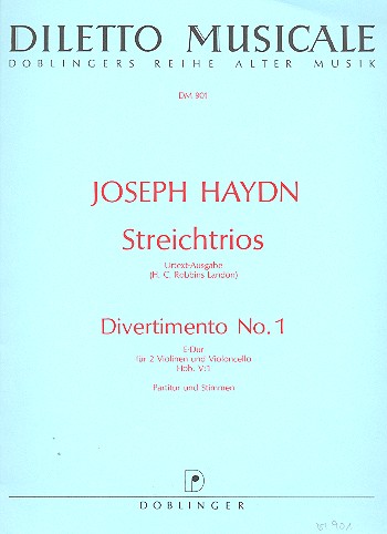 Divertimento E-Dur Nr.1 Hob.V:1  für 2 Violinen und Violoncello  Partitur und Stimmen