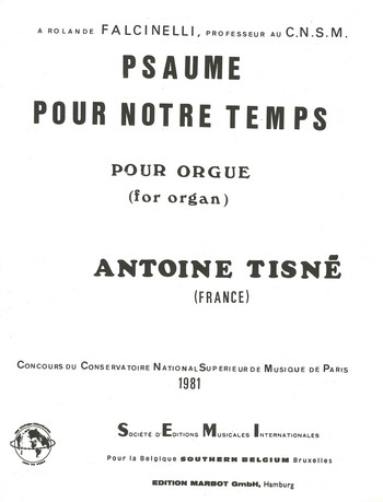 Psaume pour notre temps&nbsp;&nbsp;pour orgue&nbsp;&nbsp;
