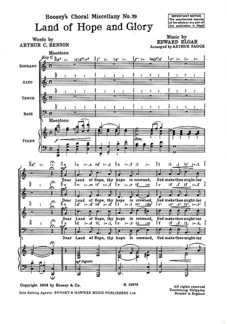 Land of hope and glory  for mixed chorus a cappella  score (en)