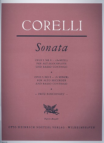 Sonate a-Moll op.5,8  für Altblockflöte und Klavier  