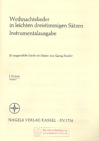 Weihnachtslieder in leichten&nbsp;&nbsp;dreistimmigen Sätzen&nbsp;&nbsp;Instrumental-Ausgabe,   Stimmen
