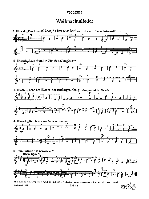 Fröhliche Weihnachten&nbsp;&nbsp;40 Weihnachts- und Neujahrslieder&nbsp;&nbsp;Violine 1