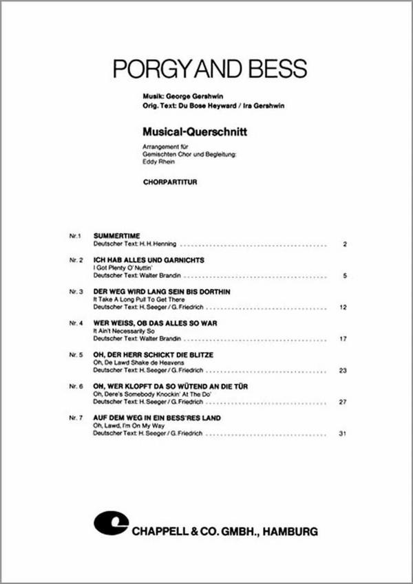 Porgy and Bess&nbsp;&nbsp;für gem Chor und Begleitung&nbsp;&nbsp;Partitur (dt/en)