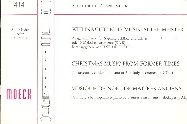 Weihnachtliche Musik alter Meister&nbsp;&nbsp;für Sopranblockflöte und Klavier&nbsp;&nbsp;Partitur