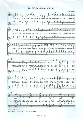 Die Weihnachtsgeschichte  für 1-4-stimmigen Chor und Tasteninstrument (Instrumente ad lib)  Chorpartitur