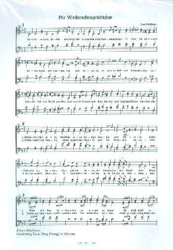 Die Weihnachtsgeschichte  für 1-4-stimmigen Chor und Tasteninstrument (Instrumente ad lib)  Chorpartitur