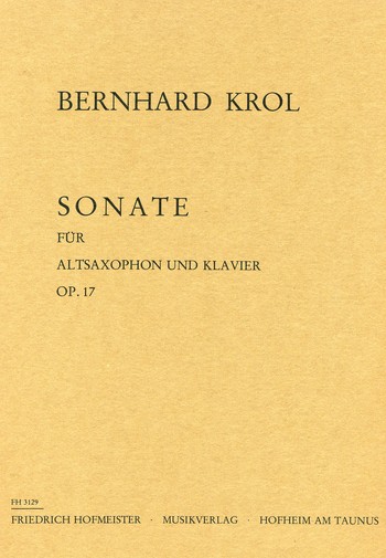 Sonate op.17 für Altsaxophon&nbsp;&nbsp;und Klavier&nbsp;&nbsp;