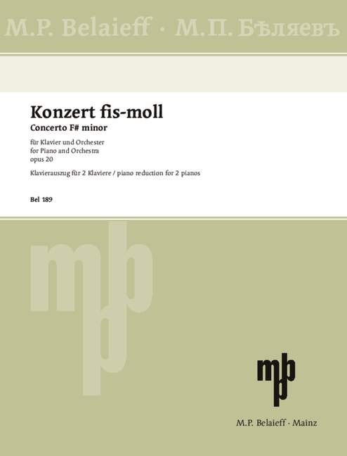Konzert fis-Moll op.20  für Klavier und Orchester  für 2 Klaviere