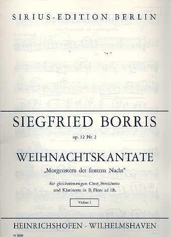 Weihnachtskantate op.12 Nr.2 für  Frauenchor, Streichtrio und Klarinette  (Flöte ad lib) Stimmensatz