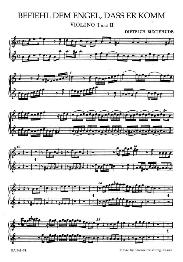 BEFIEHL DEM ENGEL, DASS ER KOMM&nbsp;&nbsp;FUER SATB CHOR UND STREICHER&nbsp;&nbsp;VIOLINE 1/2