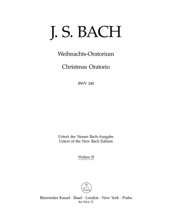 Weihnachtsoratorium BWV248&nbsp;&nbsp;für Soli, Chor und Orchester&nbsp;&nbsp;Violine 2