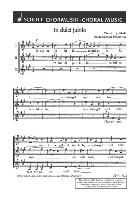 In dulci jubilo  für gleiche Stimmen (SMezA)  Chorpartitur
