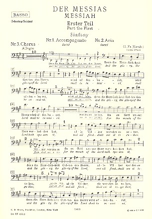 Der Messias HWV56&nbsp;&nbsp;für Soli, Chor und Orchester&nbsp;&nbsp;Chorstimme Bass (dt/en)