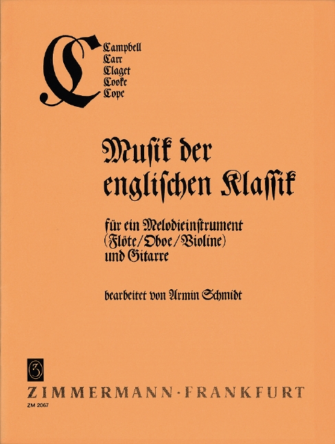 Musik der englischen Klassik&nbsp;&nbsp;für Melodieinstrument und Gitarre&nbsp;&nbsp;