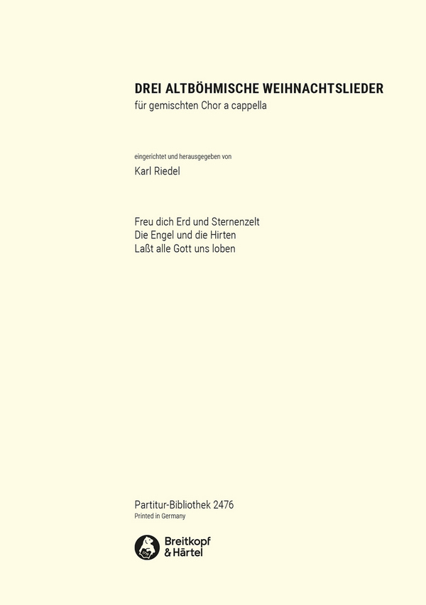 3 altböhmische Weihnachtslieder  für gem Chor  Chorpartitur