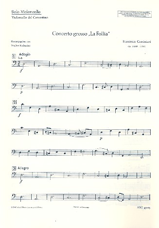 Concerto grosso  für 2 Solo-Violinen, Solo-Violoncello/Kontrabass, Streichorchester und  Solostimme - Violoncello/Kontrabass solo