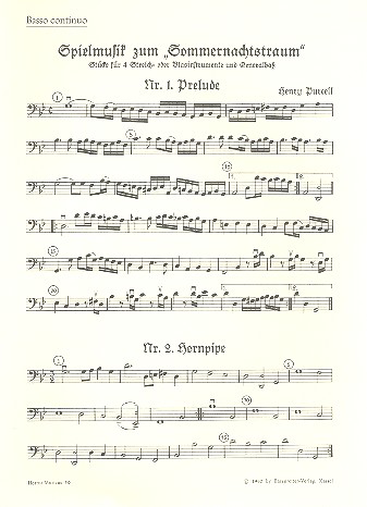 Spielmusik zum Sommernachtstraum&nbsp;&nbsp;für Streichorchester&nbsp;&nbsp;Cello / Bass