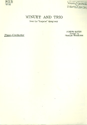 Minuet and Trio HSS 44&nbsp;&nbsp;für Orchester&nbsp;&nbsp;Partitur und Stimmen