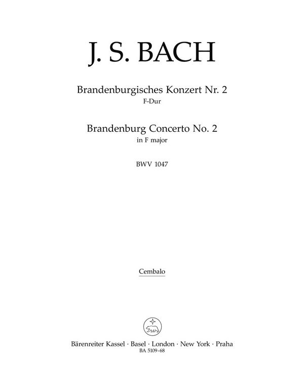 BRANDENBURGISCHES KONZERT NR.2&nbsp;&nbsp;F-DUR BWV1047&nbsp;&nbsp;CEMBALO
