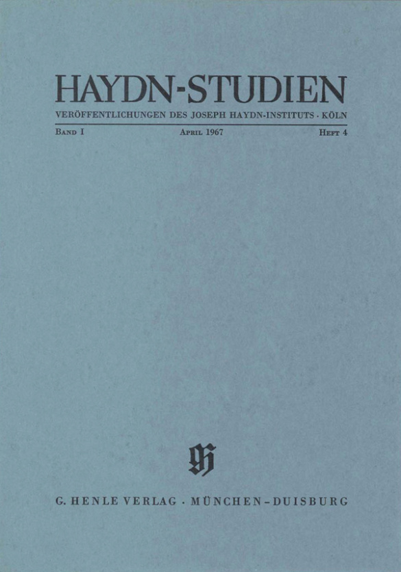 Haydn-Studien Band 1 Teil 4&nbsp;&nbsp;&nbsp;&nbsp;
