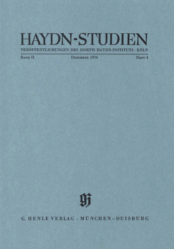Haydn-Studien Band 2 Teil 4&nbsp;&nbsp;&nbsp;&nbsp;