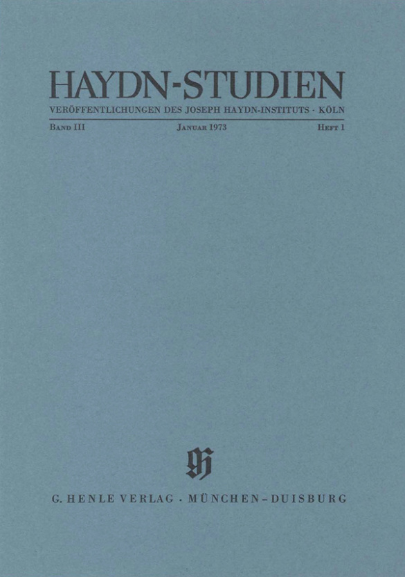 Haydn-Studien Band 3, Heft 1&nbsp;&nbsp;&nbsp;&nbsp;