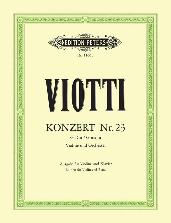 Konzert G-Dur Nr.23 für Violine und Orchester&nbsp;&nbsp;für Violine und Klavier&nbsp;&nbsp;