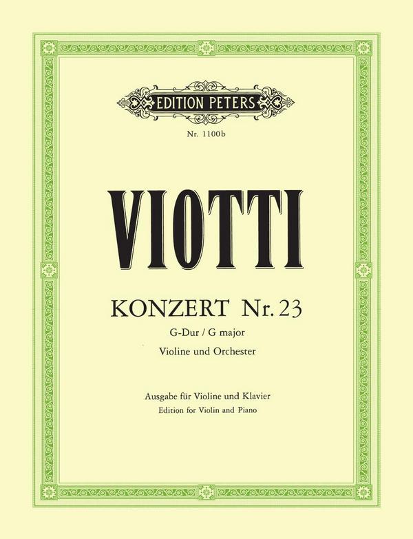 Konzert G-Dur Nr.23 für Violine und Orchester  für Violine und Klavier  