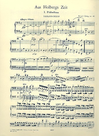 Aus Holbergs Zeit op.40&nbsp;&nbsp;für Streichorchester&nbsp;&nbsp;Violoncello