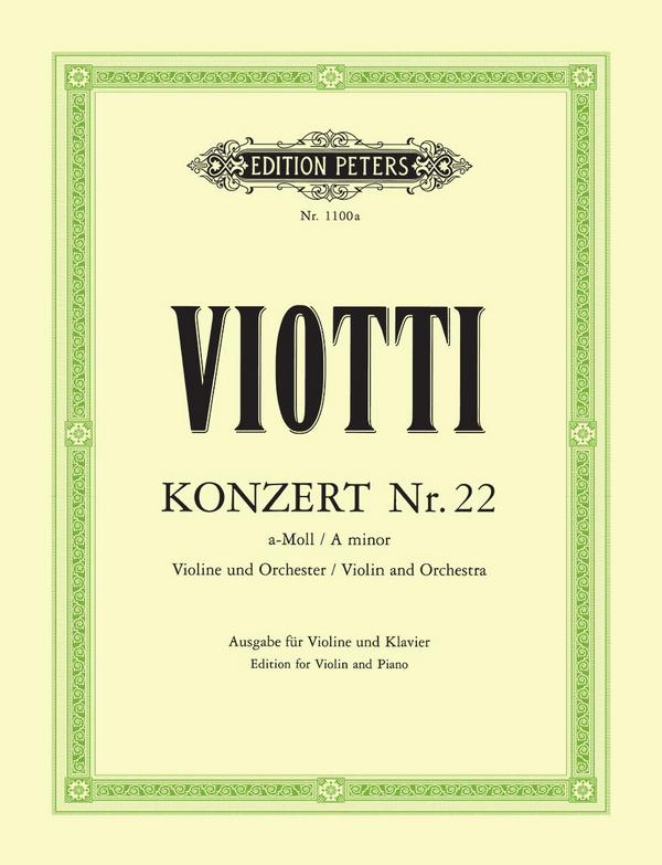 Konzert a-Moll Nr.22  für Violine und Orchester  für Violine und Klavier