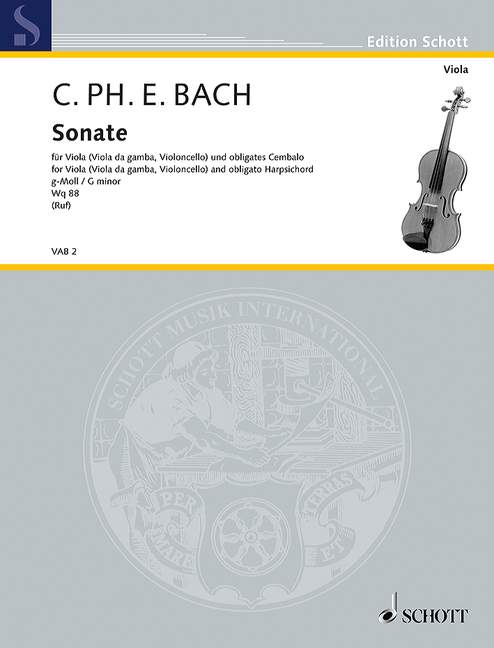 Sonate g-Moll Wq88  für Viola oder Viola da gamba (Violoncello) und obligates Cembalo  