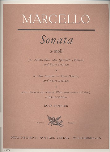Sonata a-Moll op.1,11 &nbsp;&nbsp;für Altblockflöte und Bc&nbsp;&nbsp;Partitur und 2 Stimmen